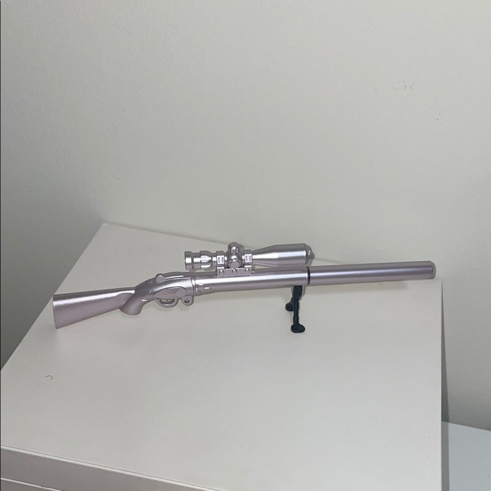 Silver Decorative Rifle Pen and Flashlight